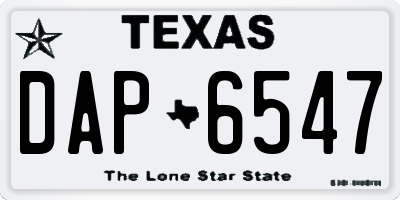 TX license plate DAP6547