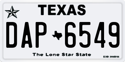 TX license plate DAP6549