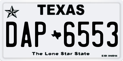 TX license plate DAP6553