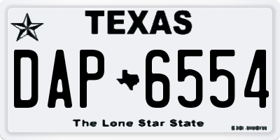 TX license plate DAP6554