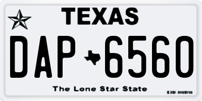 TX license plate DAP6560