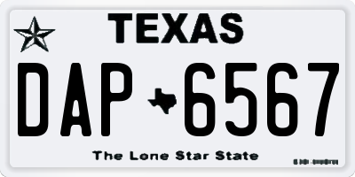 TX license plate DAP6567