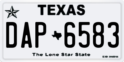 TX license plate DAP6583