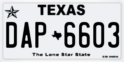 TX license plate DAP6603