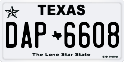 TX license plate DAP6608