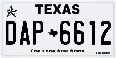 TX license plate DAP6612
