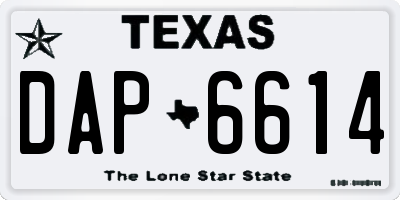 TX license plate DAP6614