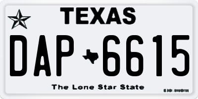 TX license plate DAP6615