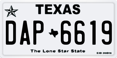 TX license plate DAP6619