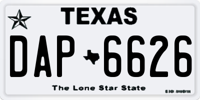 TX license plate DAP6626