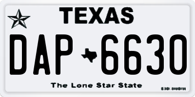 TX license plate DAP6630