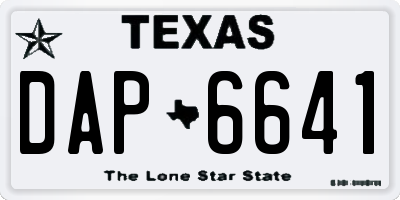 TX license plate DAP6641