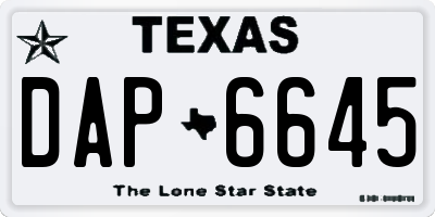 TX license plate DAP6645