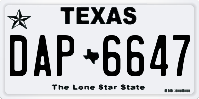 TX license plate DAP6647
