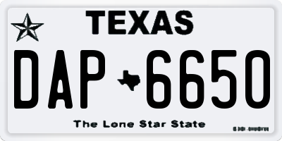 TX license plate DAP6650