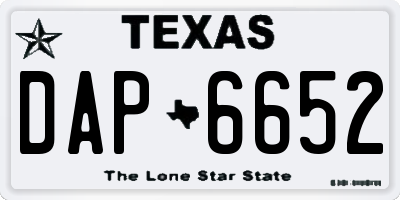 TX license plate DAP6652