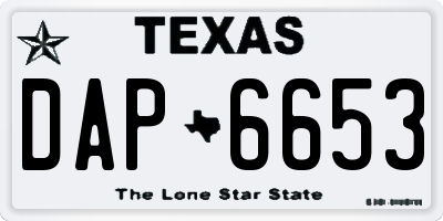 TX license plate DAP6653