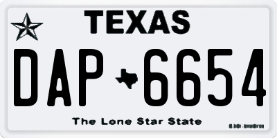 TX license plate DAP6654