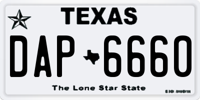 TX license plate DAP6660