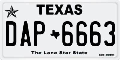 TX license plate DAP6663