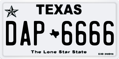 TX license plate DAP6666