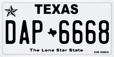 TX license plate DAP6668