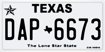 TX license plate DAP6673