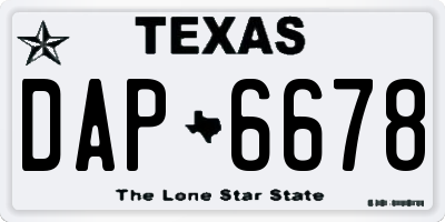 TX license plate DAP6678