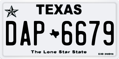 TX license plate DAP6679