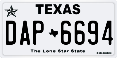 TX license plate DAP6694