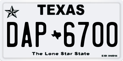 TX license plate DAP6700