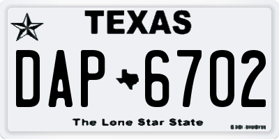 TX license plate DAP6702