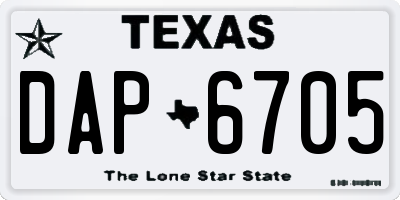 TX license plate DAP6705
