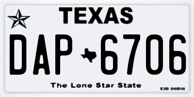 TX license plate DAP6706