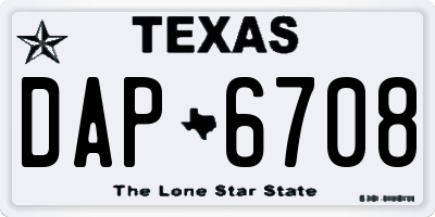TX license plate DAP6708
