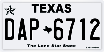 TX license plate DAP6712