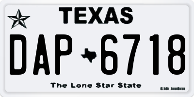 TX license plate DAP6718