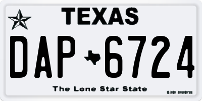 TX license plate DAP6724