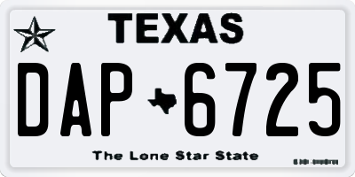 TX license plate DAP6725