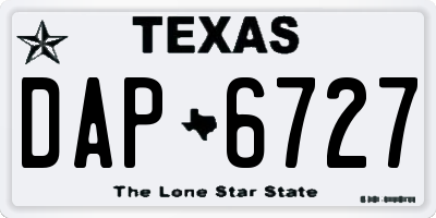 TX license plate DAP6727