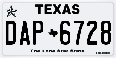 TX license plate DAP6728