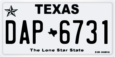 TX license plate DAP6731
