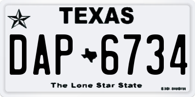 TX license plate DAP6734
