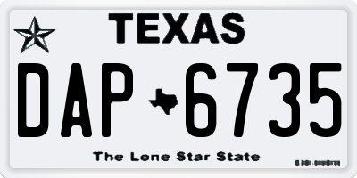 TX license plate DAP6735
