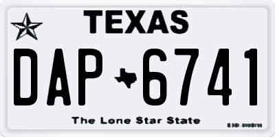 TX license plate DAP6741