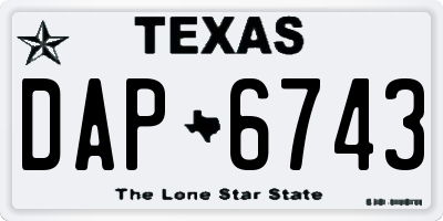 TX license plate DAP6743