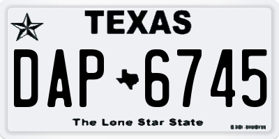 TX license plate DAP6745