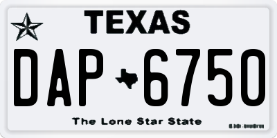 TX license plate DAP6750