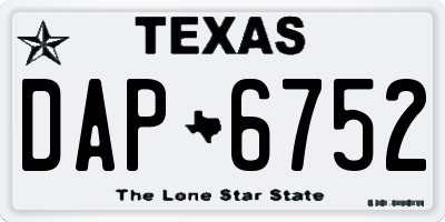 TX license plate DAP6752