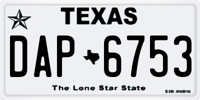 TX license plate DAP6753